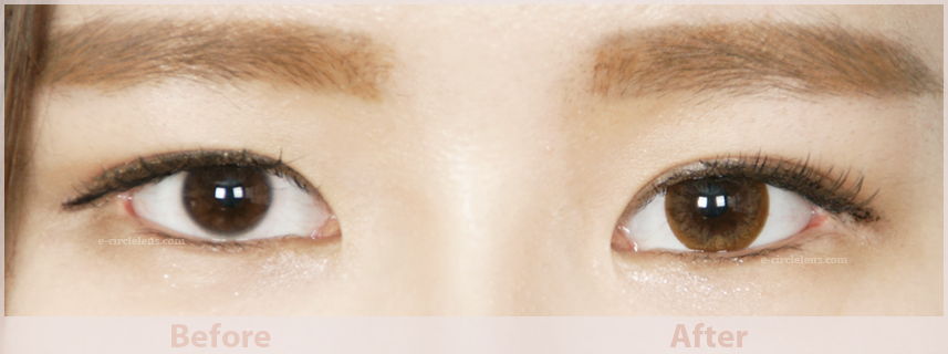 brown circle lenses before and after
